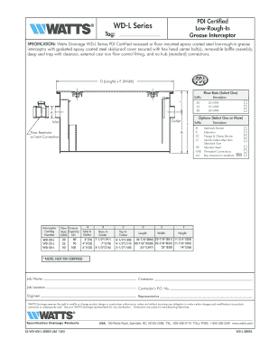 Watts Drainage Grease Interceptor Specification