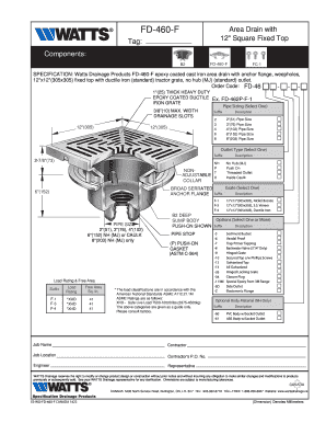 Watts Drainage FD-460-F Order Form