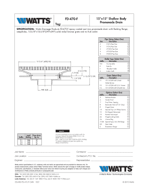 Watts Promenade Drain Specification Form