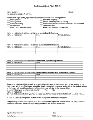 Asthma Action Plan Form