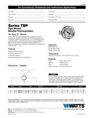 TBP Pipe-Mount Bimetal Thermometer Installation Form
