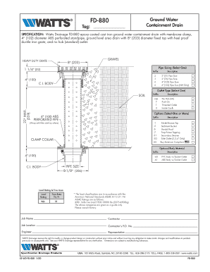 FD-880 Ground Water Containment Drain Specification