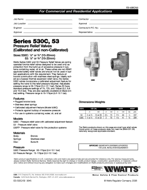Watts Series 530C/53 Pressure Relief Valve Specification