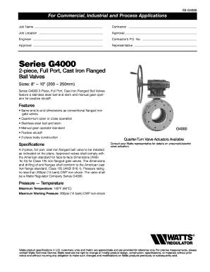 ES-G4000 Ball Valve Specification Form