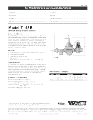 T145B Dual Control Valve Installation Form