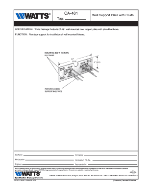 CA-481 Wall Support Plate Installation Form