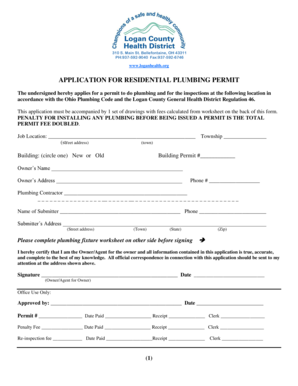 Residential Plumbing Permit Application