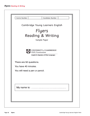 Flyers Reading & Writing Practice Test