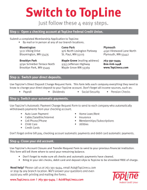 TopLine Federal Credit Union Account Switch Kit