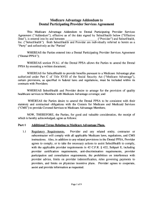 Medicare Advantage Addendum to Dental Participating Provider Services Agreement