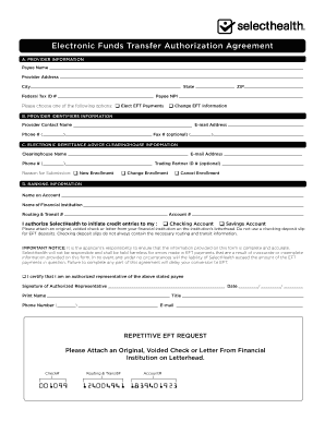 Electronic Funds Transfer Authorization Agreement