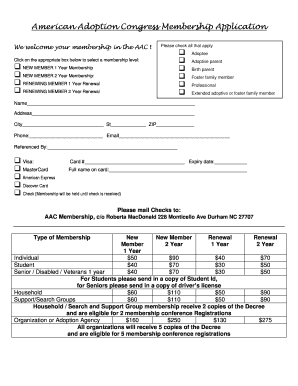 American Adoption Congress Membership Application