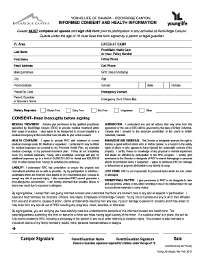 Young Life Canada Informed Consent and Health Form