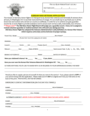 Korean War Veteran Application