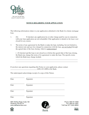 Mortgage Loan Application Notice