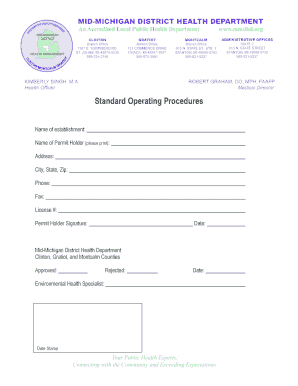 Food Establishment Standard Operating Procedures