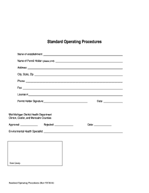 Standard Operating Procedures for Food Safety