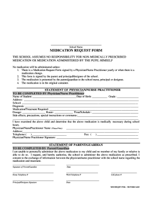 School Medication Request Form