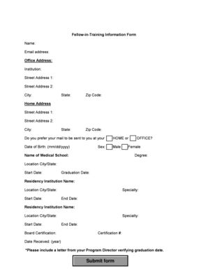 Fellow-in-Training Information Form