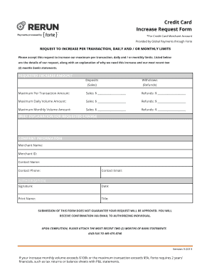Credit Card Increase Request Form