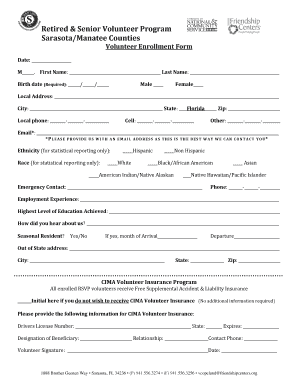 Retired & Senior Volunteer Program Enrollment Form