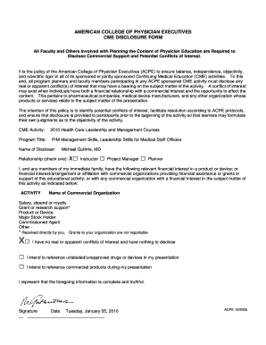 ACPE CME Disclosure Form