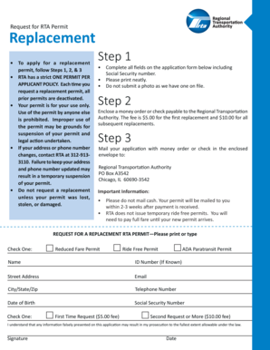 Request for RTA Permit Replacement
