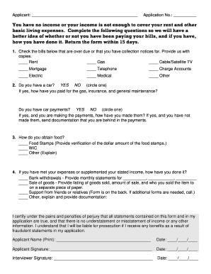 Low Income Verification Form