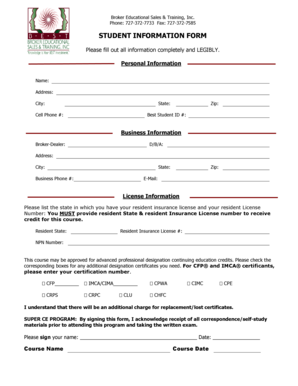Student Information Form