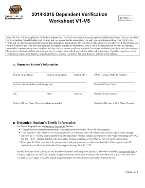 2014-2015 Dependent Verification Form