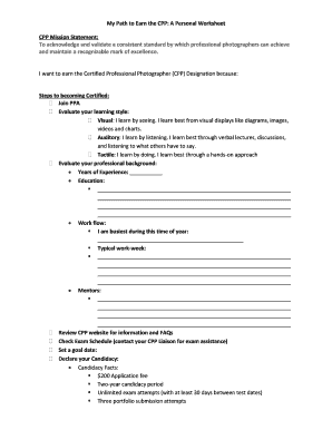 CPP Certification Worksheet