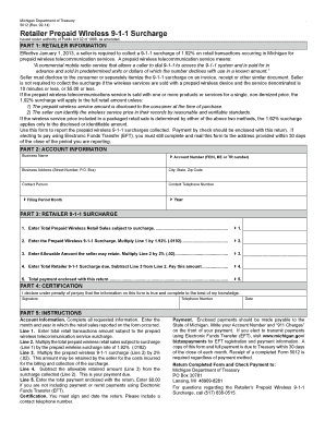 Michigan Retailer Prepaid Wireless 9-1-1 Surcharge Form