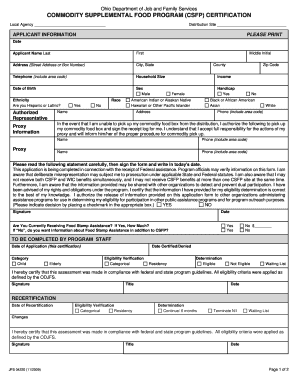 Ohio CSFP Certification Form
