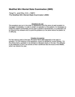Modified Mini-Mental State Examination (3MS) Form