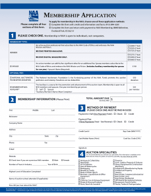 National Auctioneers Association Membership Application