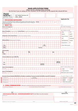 ICICI Prudential Mutual Fund Investment Application Form