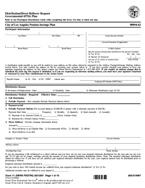 Governmental 457(b) Plan Distribution Request