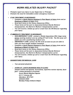 South Dakota Work-Related Injury Packet