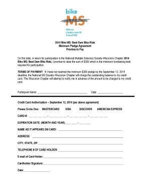 2014 Bike MS Minimum Pledge Agreement