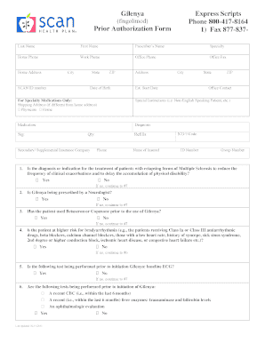 Gilenya Prior Authorization Form