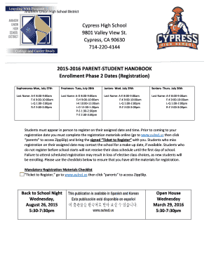 2015-2016 Cypress High School Parent-Student Handbook