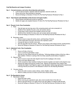 Fetal Pig Dissection Worksheet