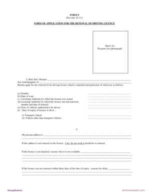Driving Licence Renewal Application