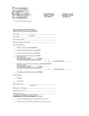 Fillable Online Hysterosalpingogram HSG Requisition Please fax to 817 ...