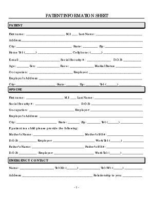 Patient Information Sheet