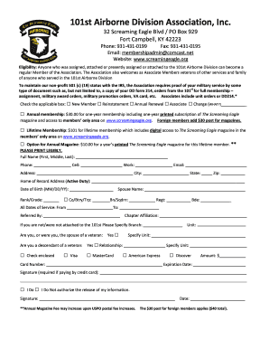 101st Airborne Division Membership Application