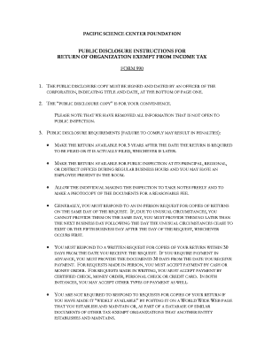 IRS Form 990 Public Disclosure Instructions