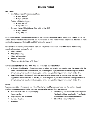 Lifetime Project Approval Form