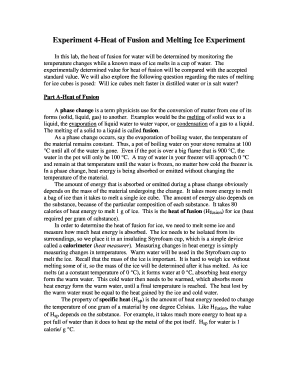 Heat of Fusion and Melting Ice Experiment