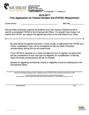 FAFSA Requirement Form